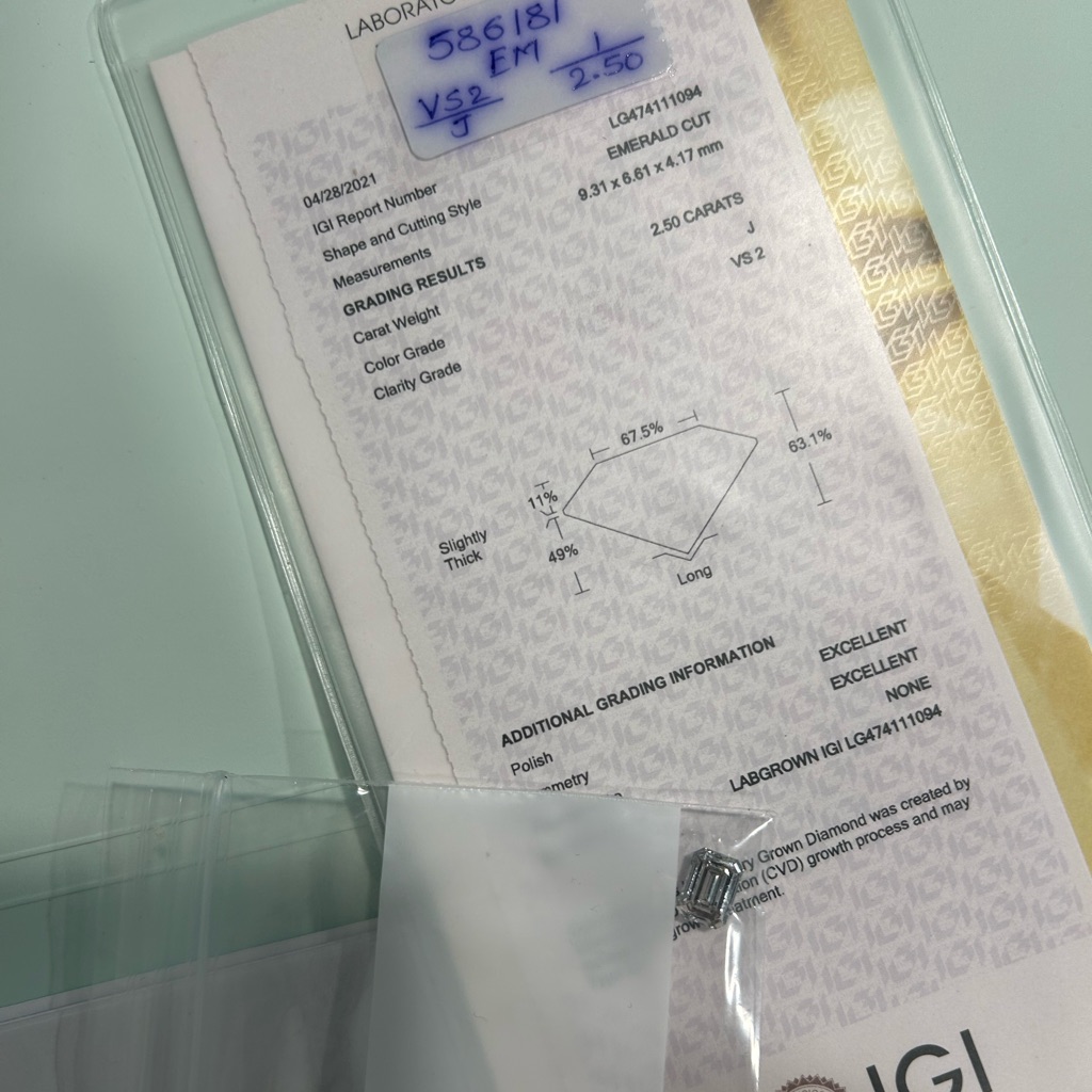 25 Ct Emerald Cut Lab Diamond